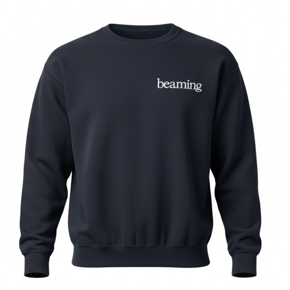 SWEATSHIRT NEW GILDAN back to school 'Beaming' logo black warm fall travel - Picture 3 of 14